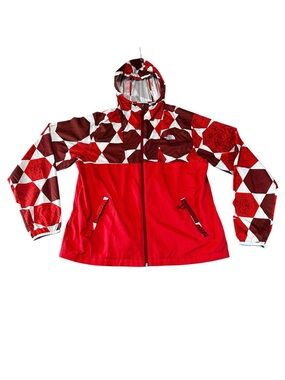 The North Face WindWall Windbreaker Jacket Mens Large Red Hooded Lightweight
